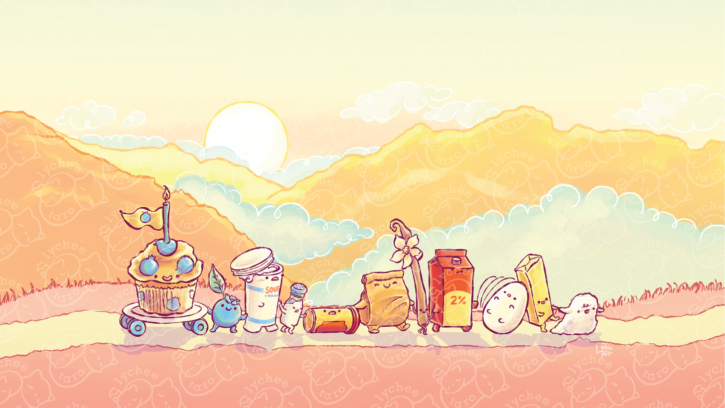 Blueberry Muffin Parade: Desktop Wallpaper
