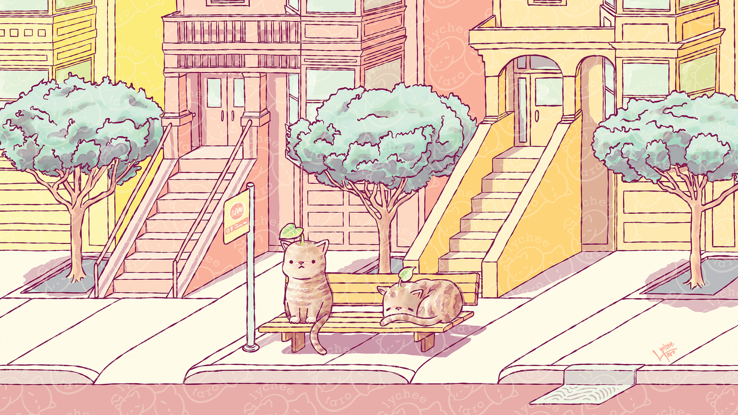 Taro and Tato, the Potato Cats: Desktop Wallpaper