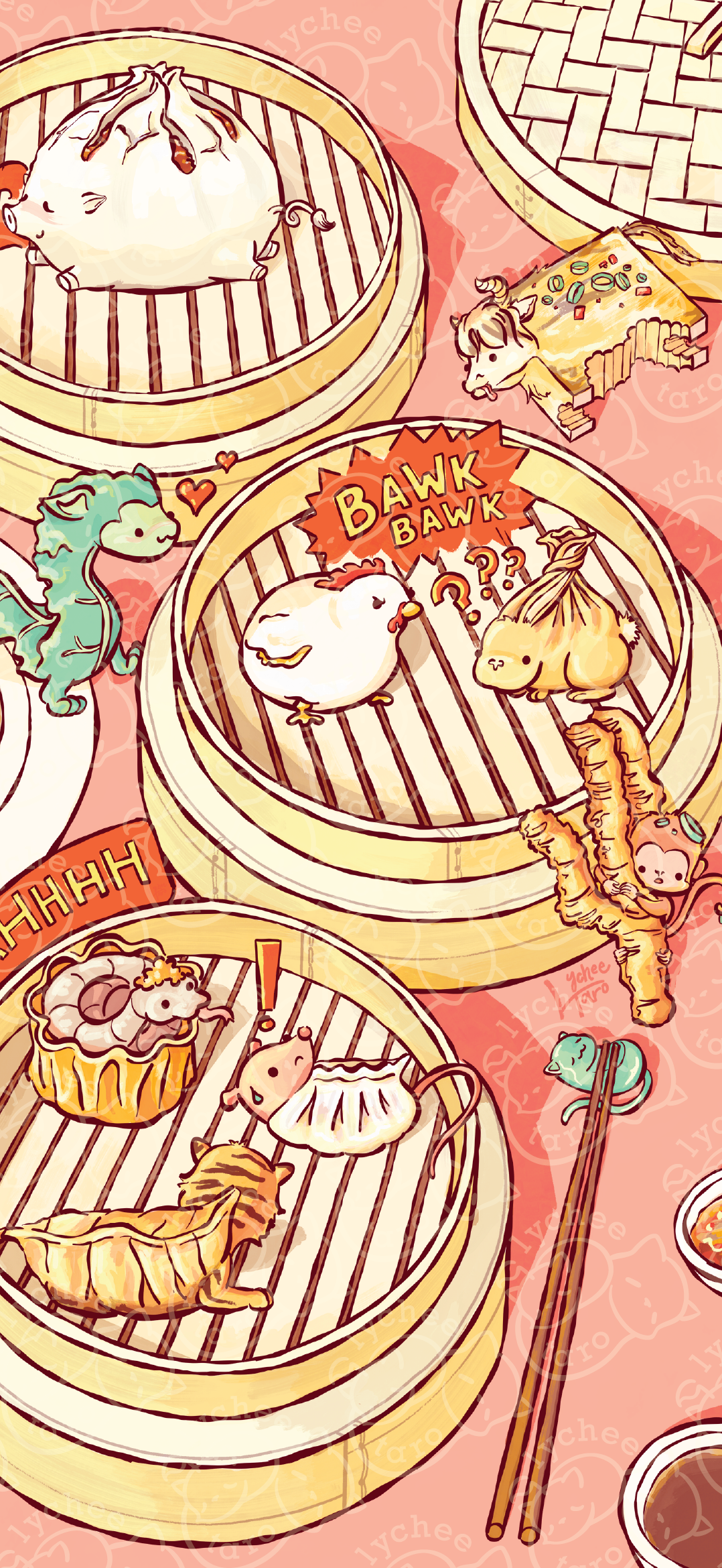 Zodiac Animal Dim Sum: Phone Wallpapers