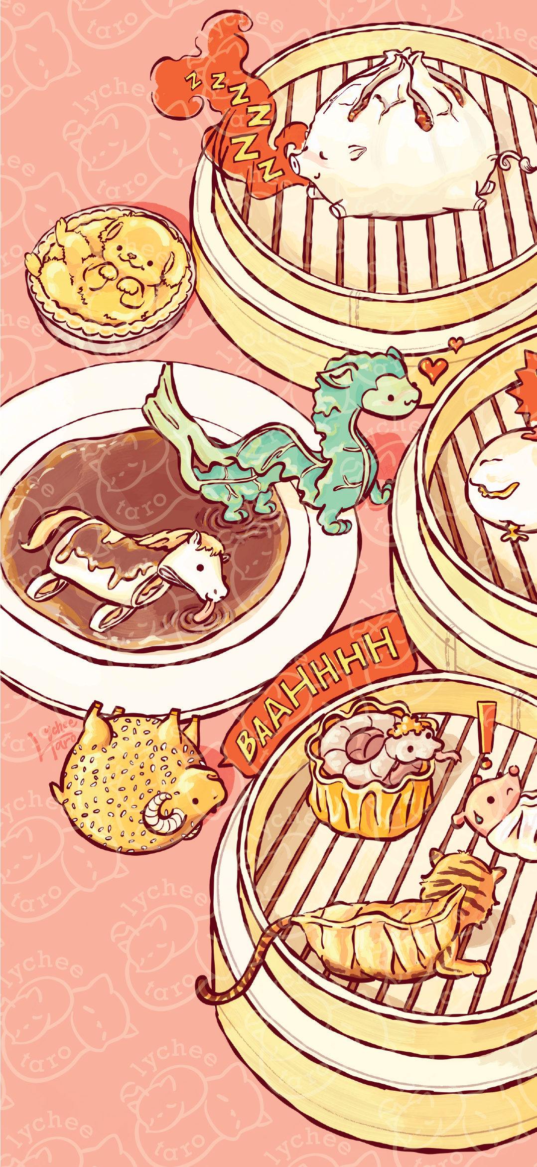 Zodiac Animal Dim Sum: Phone Wallpapers