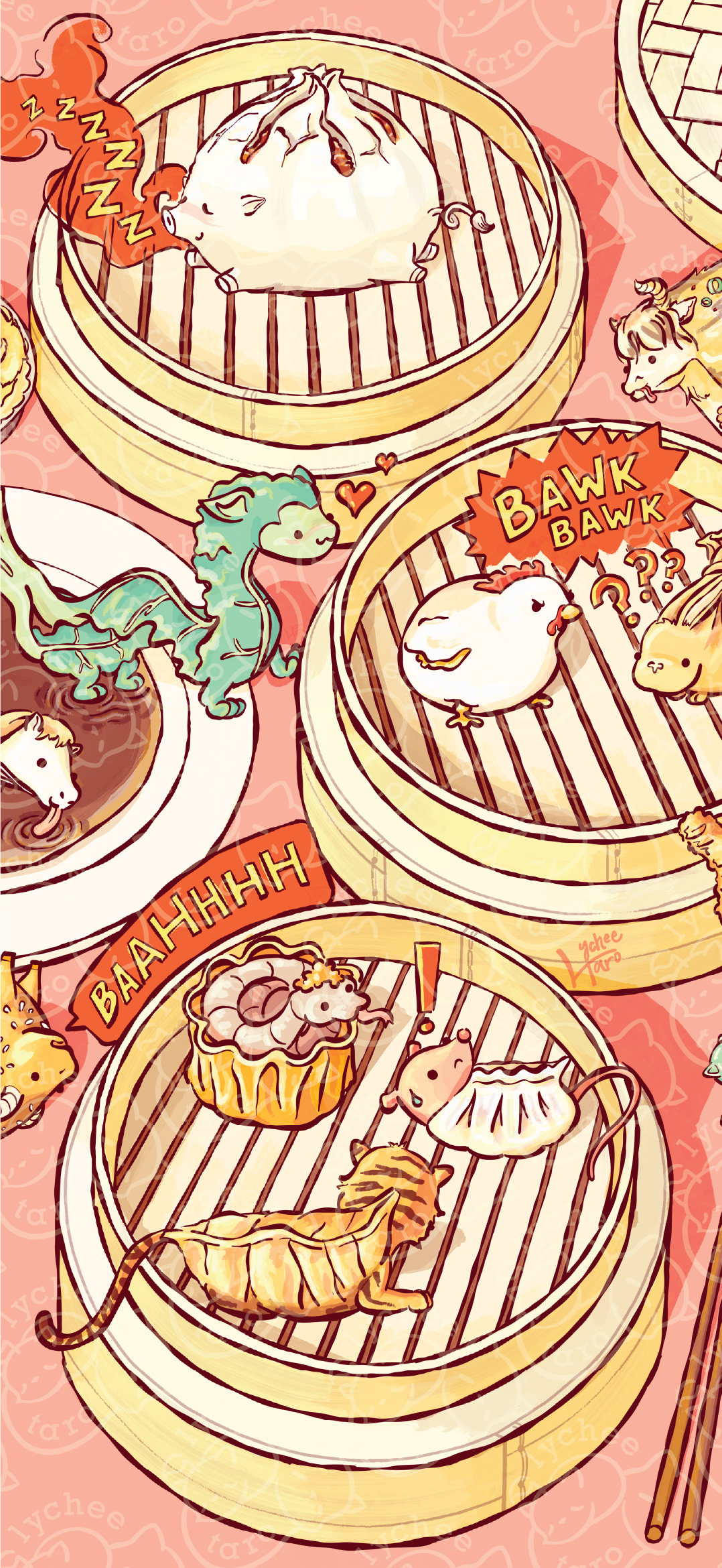Zodiac Animal Dim Sum: Phone Wallpapers
