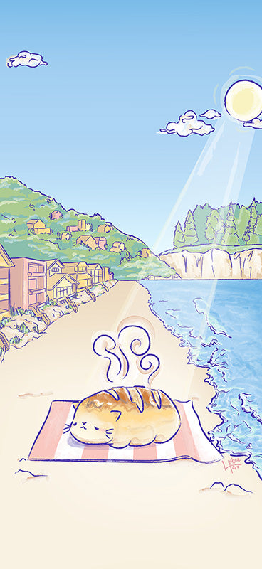 Cat Loaf on a Beach - Phone Wallpaper