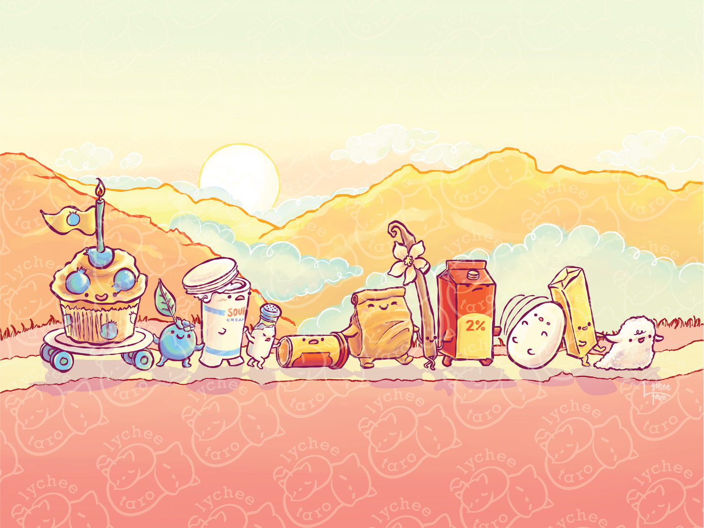 Blueberry Muffin Parade: Tablet Wallpaper