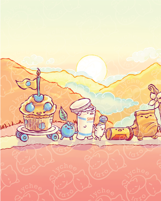 Blueberry Muffin Parade: Tablet Wallpaper