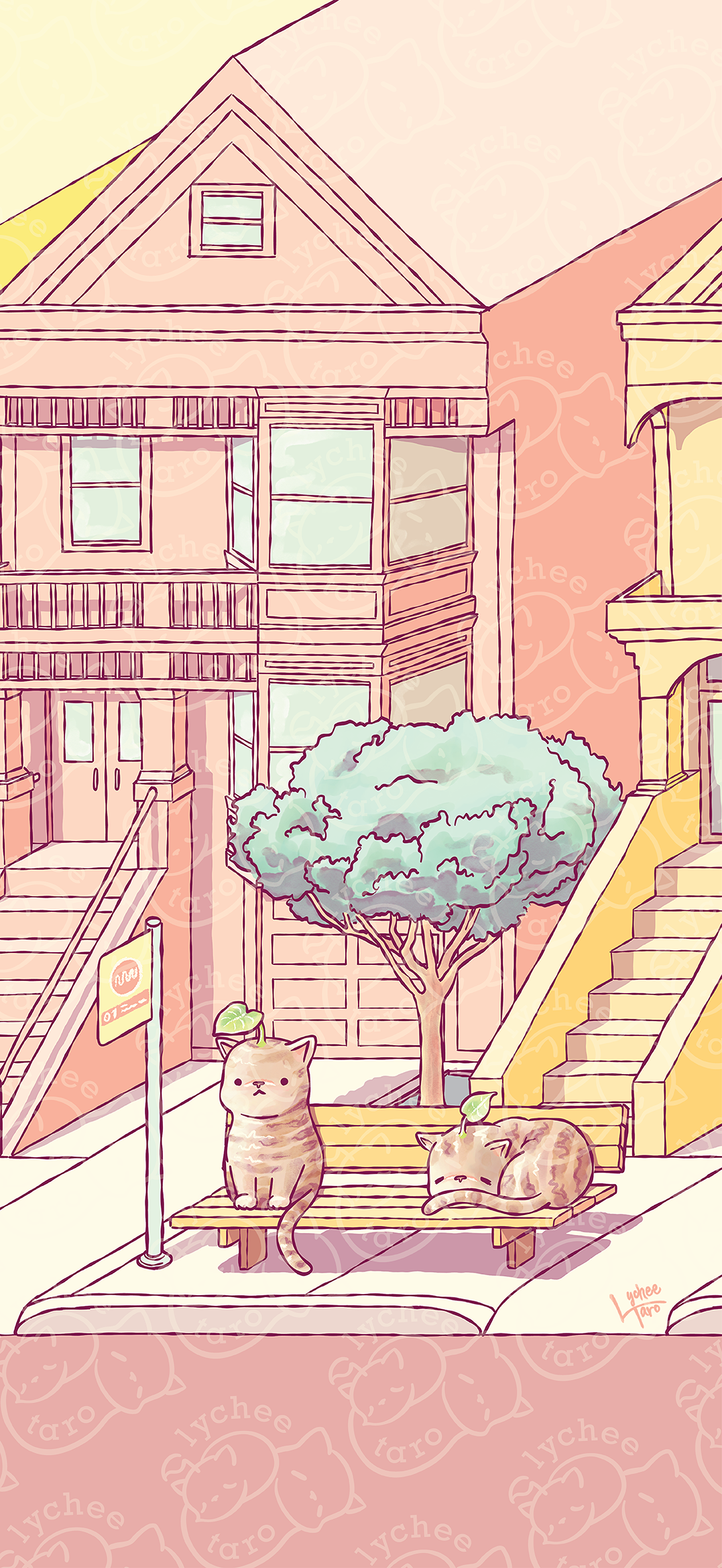 Taro and Tato, the Potato Cats: Phone Wallpaper